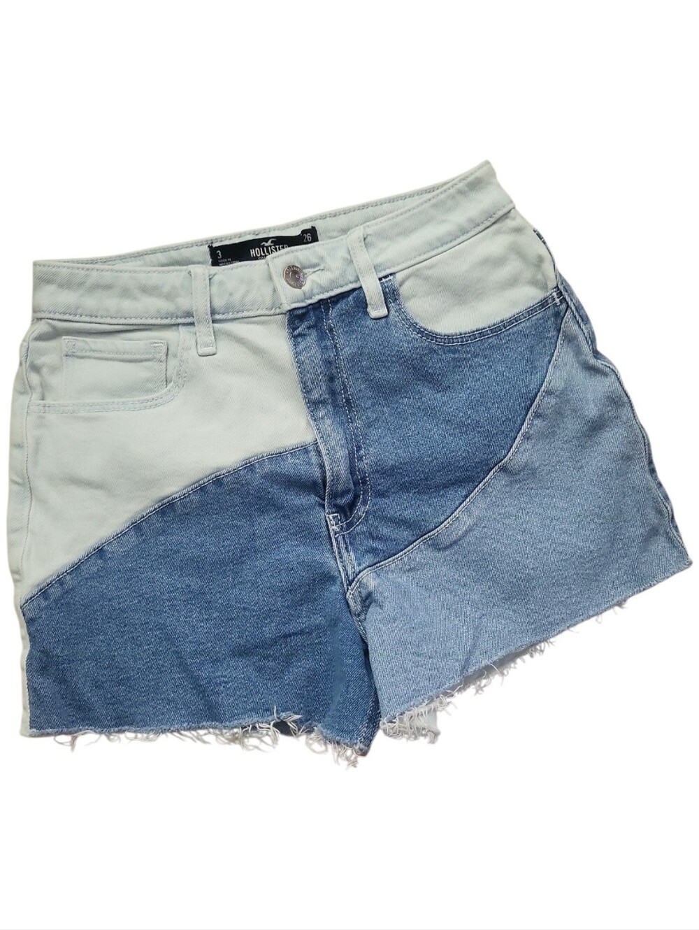 Hollister Ultra High-Rise Mom Patchwork Jean Shorts Size 26" Waist  x 3 " Inseam